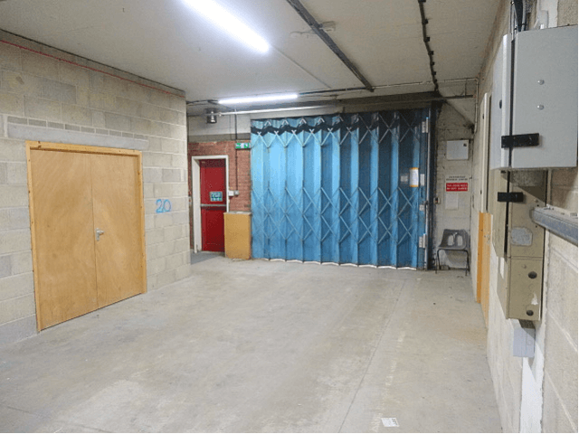 Image of the warehouse shutter door and entrance way